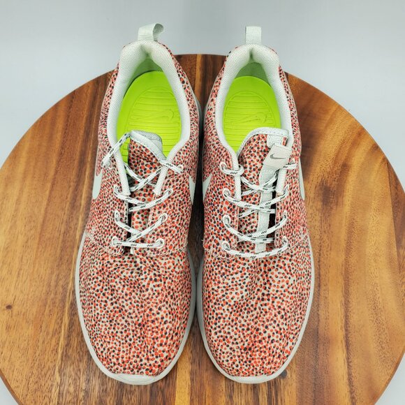 Nike Roshe Run Shoes Women's 8 Orange Cheetah Print Athletic Running Sneakers - Picture 6 of 9